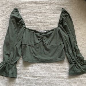 Petal & Pup Sage Cropped Long Sleeve Top